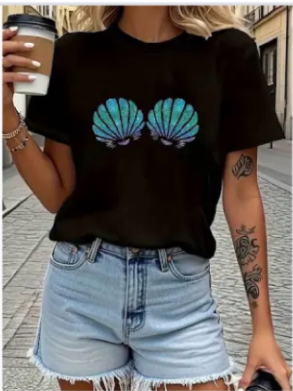 NWT Glitter Mermaid Shells Tee